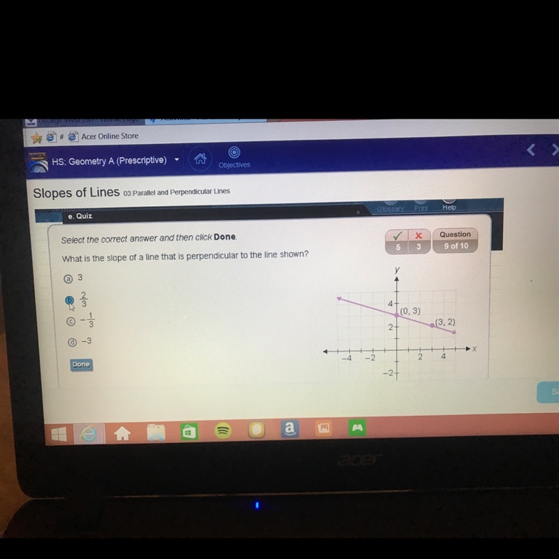 What is the slope of a line that is perpendicular to the line shown-example-1