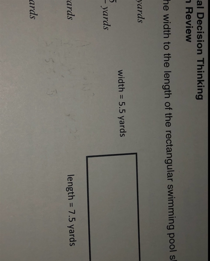 Which one is it? Question: Find the ratio of the width to the length of the rectangular-example-1