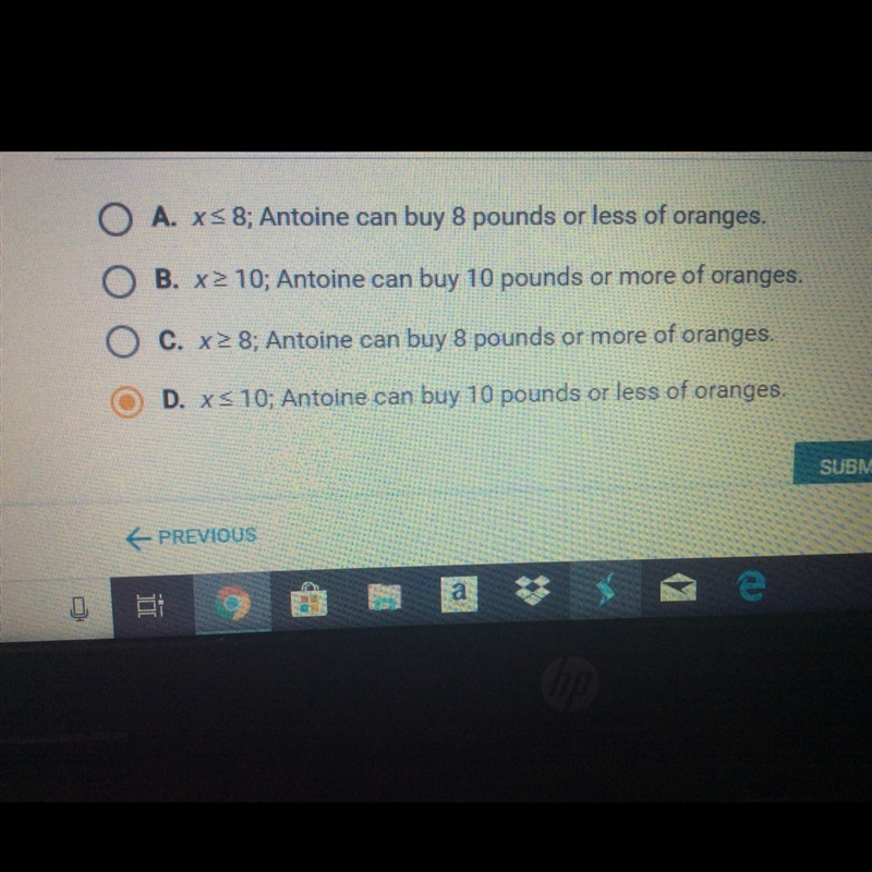 HELLPP! Antoine has $18.20 to spend on some oranges and a pumpkin. Oranges cost $1. 30 and-example-1