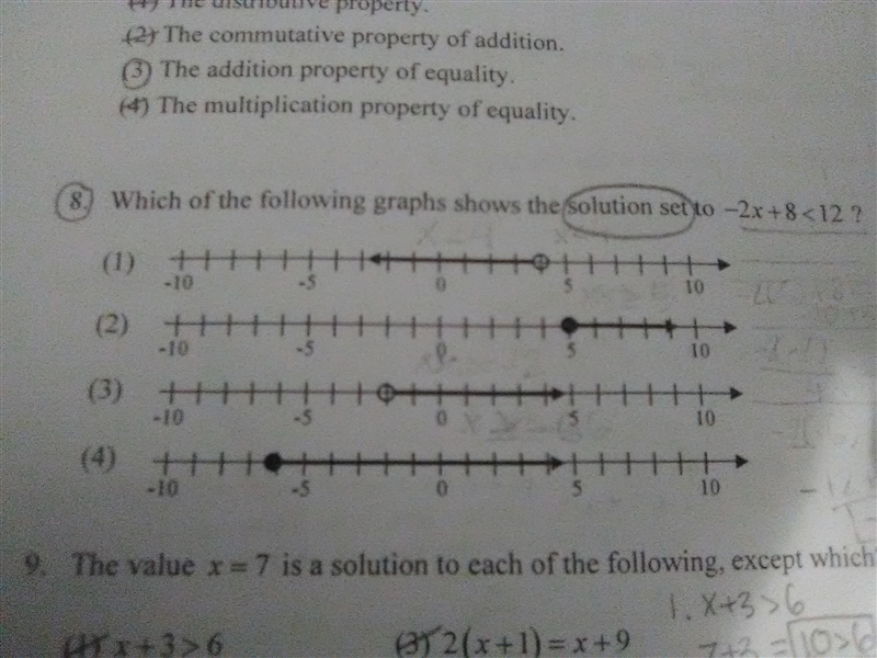 Which of the following graphs shows the solution set to -2x + 8 is less than 12. With-example-1