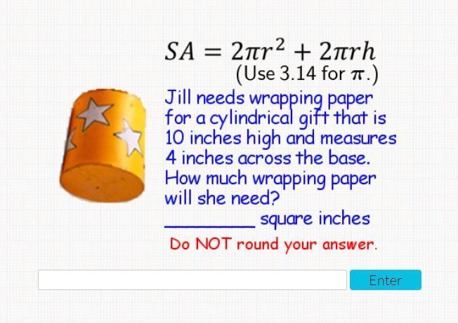 Can someone please help me with this surface area of cylinder problem. I thought I-example-1