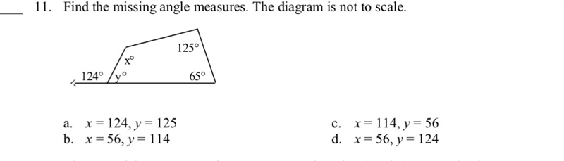 I need help to show the work for number 11. I know the answer is option number 3.-example-1