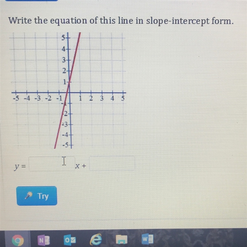 What is the equation of this line in slope-intercept form-example-1