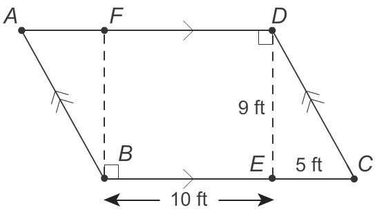 A sandbox is in the shape of a parallelogram. A diagram of the sandbox is shown. What-example-1