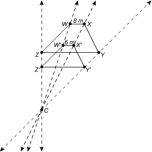 Trapezoid W′X′Y′Z′ ​ is the image of trapezoid WXYZ under a dilation through point-example-1