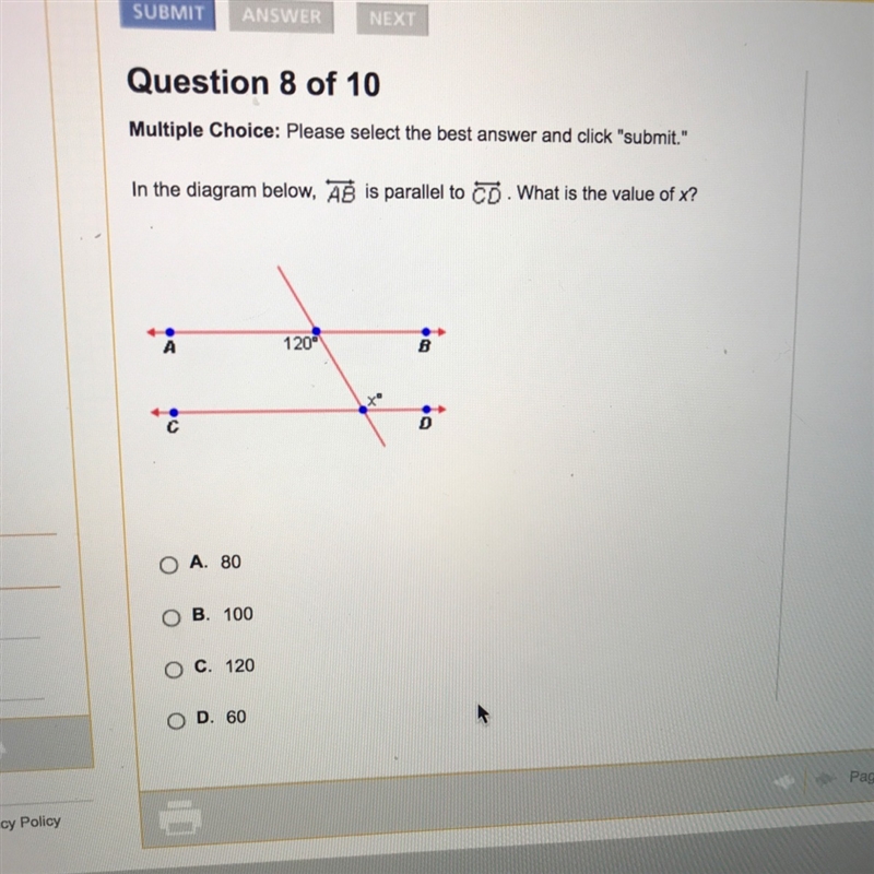 Need help What is the value of x??-example-1