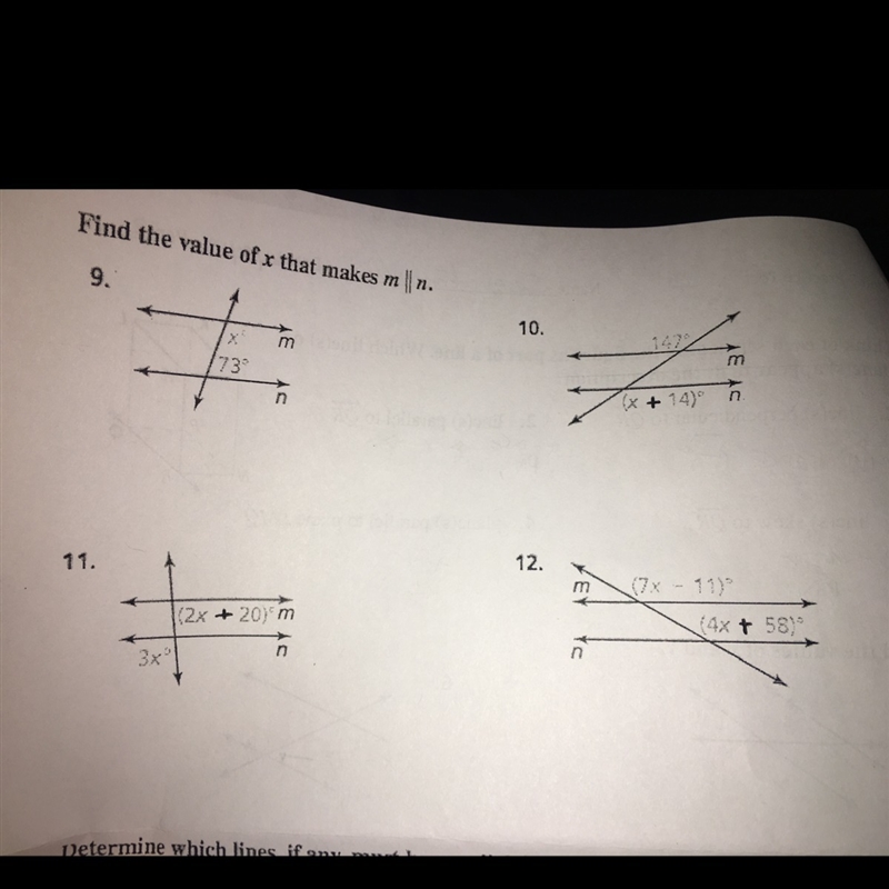 PLEASE HELP ME WITH THESE FOUR QUESTIONS TYSMMM!!! THANK YOU Find the value of x that-example-1