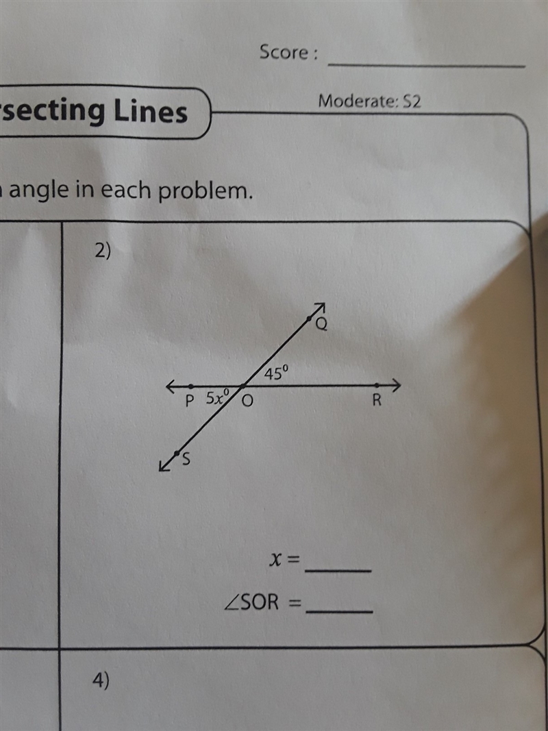 Fond the value of x and the unknown angle in each problem-example-1