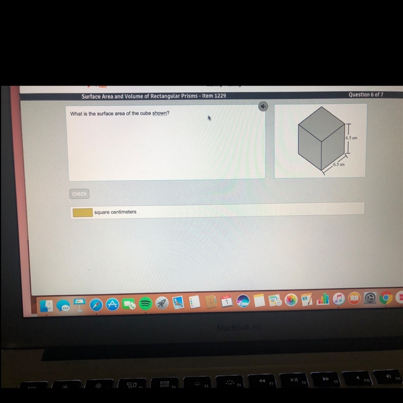 What is the surface area of cube shown?-example-1