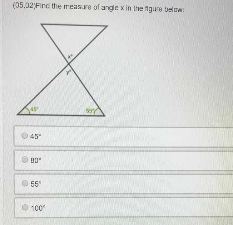 Find the measure of angle x in the figure below:-example-1