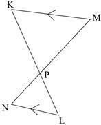 The figure below shows segments KL and MN which intersect at point P. Segment KM is-example-1