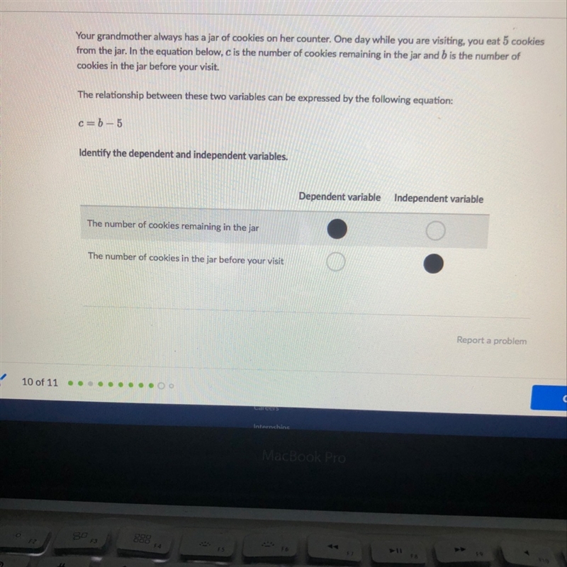 Identify the dependent and independent variables-example-1