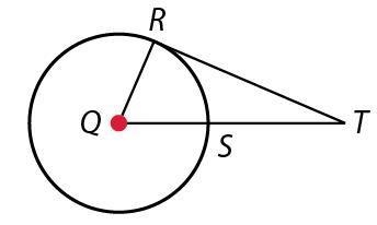 In the figure, QS = 15, RT = 36, and RT is tangent to radius QR with the point of-example-1