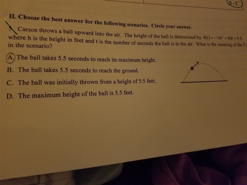 Carson throws a ball upward into the air the height of the ball is determined by h-example-1