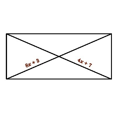 For which value of x is the figure a rectangle? A. x = 1 B. x = 2.5 C. x equals 6 and-example-1