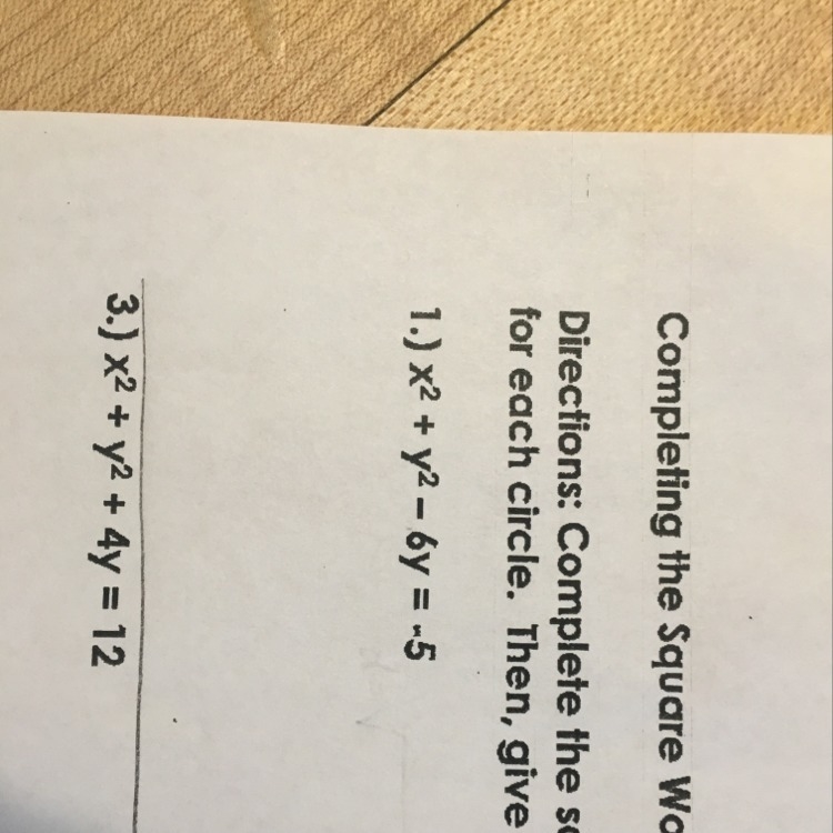 Complete the square in each equation below. Write an equation in standard form for-example-1