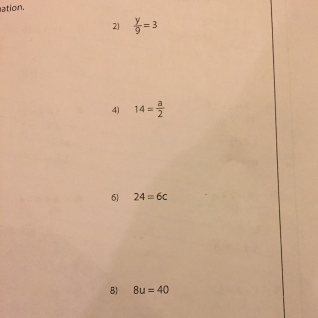 What does y/9 =3 on number 2-example-1