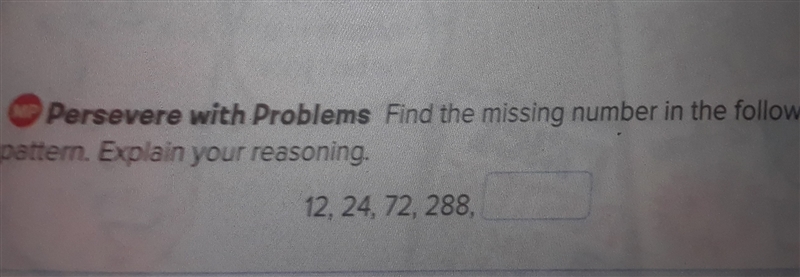 Find the missing number in the following pattern: 12, 24, 72, 288-example-1