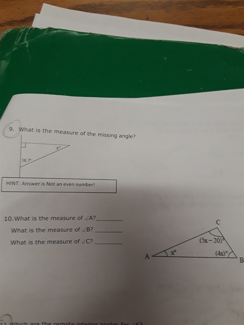 What is the measure of the missing angle? The answer is NOT even. Completely lost-example-1