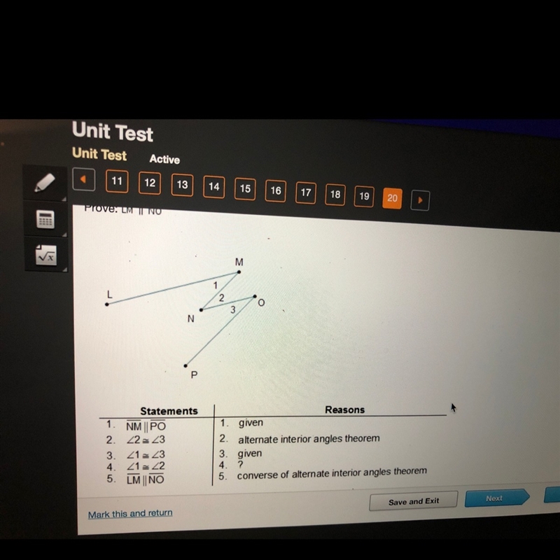 PLEASE HURRY!! What is the missing reason in the proof? A. Given B. Transitive property-example-1