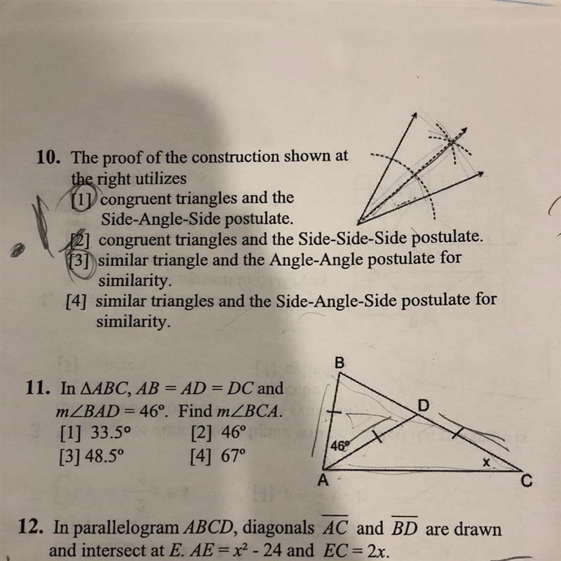 In triangle ABC angle BAD is 46° find BCA and AB=AD=AC-example-1