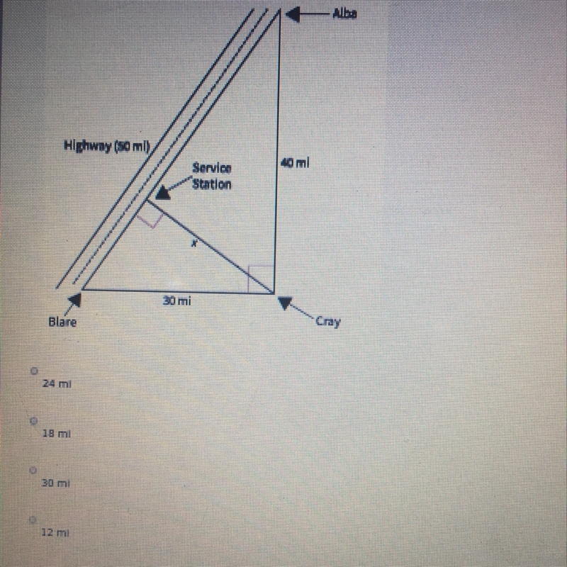 Study the road plan shown in the figure . A service station will be built on the highway-example-1