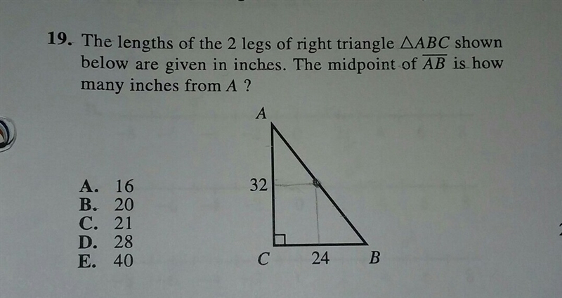 What's the equation to find the midpoint of a right triangle?-example-1