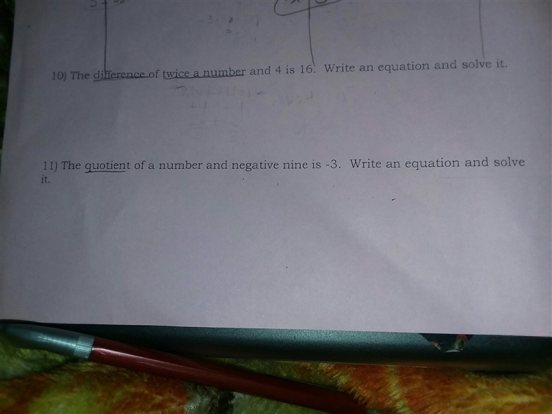 The difference of twice a number and 4 is 16 .-example-1