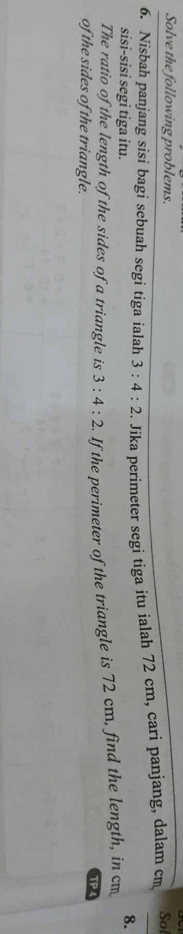 The ratio of the sides of a triangle is 3:4:2.If the perimeter of the triangle is-example-1