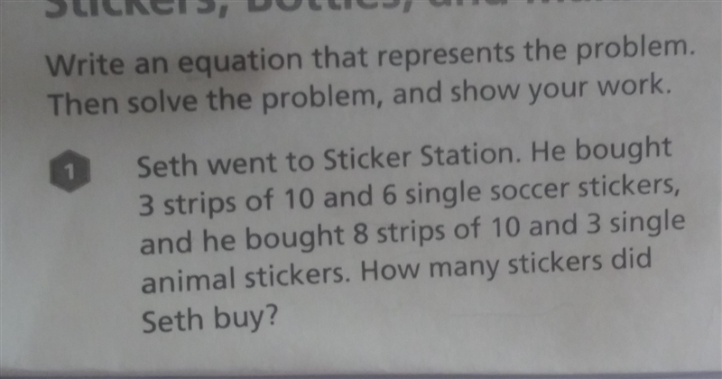 Steph went to sticker station he bought 3 strips of 10 and 6 single soccer tickets-example-1