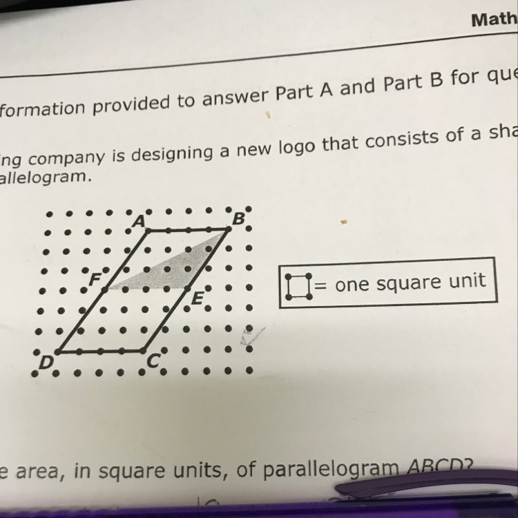 In the new logo, what fraction of the parallelogram is shaded? A. 1/12 B. 1/6 C. 1/4 D-example-1