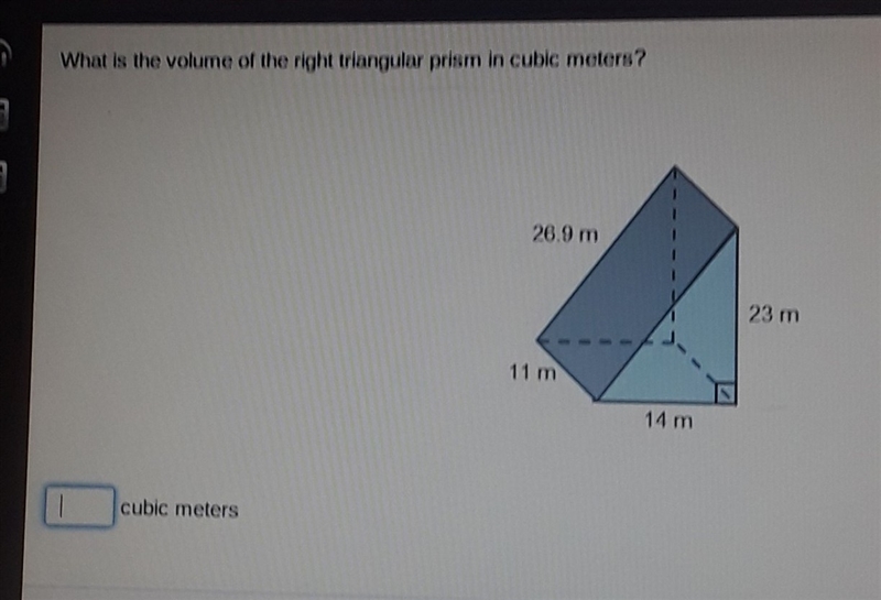 What is the volume of the right triangular prism in cubic meters?-example-1