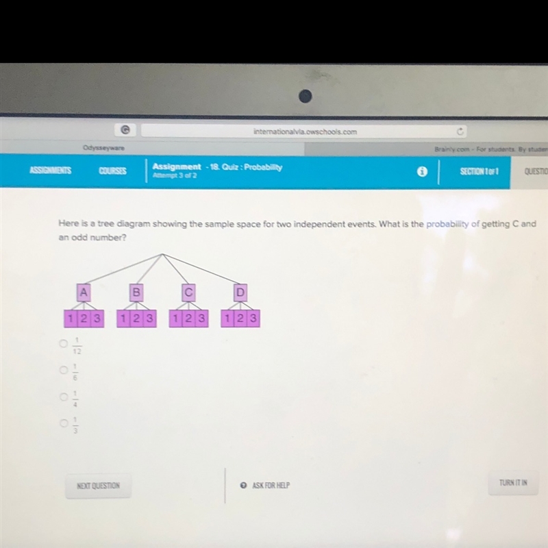 Here is a tree diagram showing sample space for two independent events. What is the-example-1