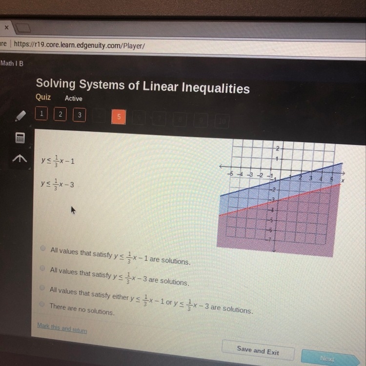 What is true about the solution to the system of inequalities shown?-example-1