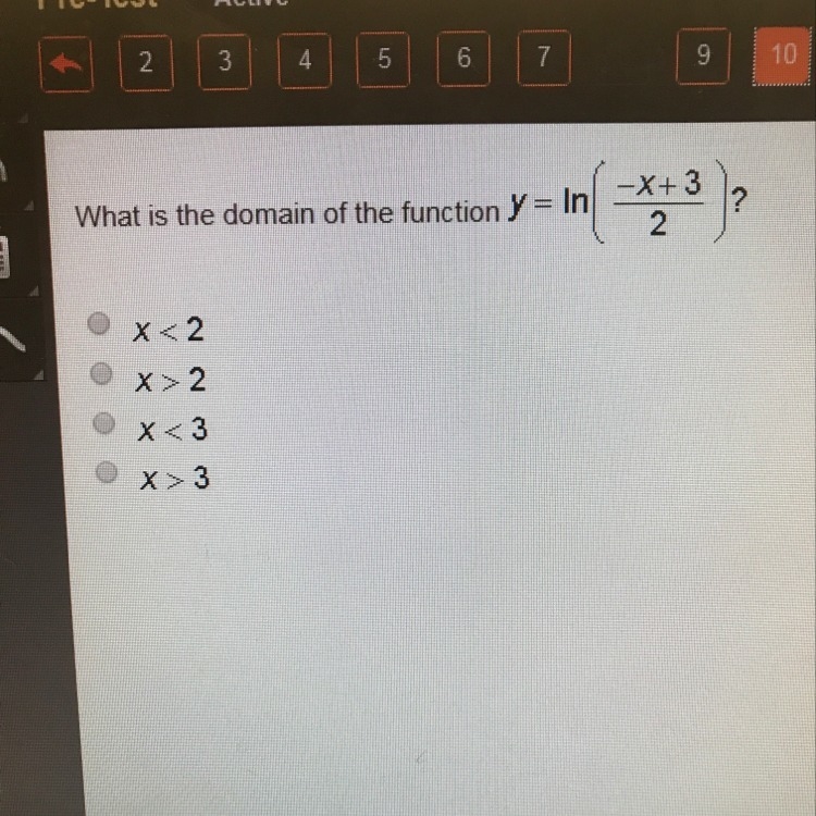 What is the domain of the function y=In [-x+3/2]-example-1