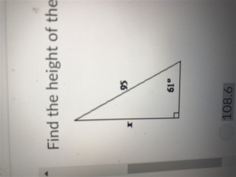 Find the height of the triangle. A) 171.4 B) 83.1 C)46.1 D)108.6-example-1