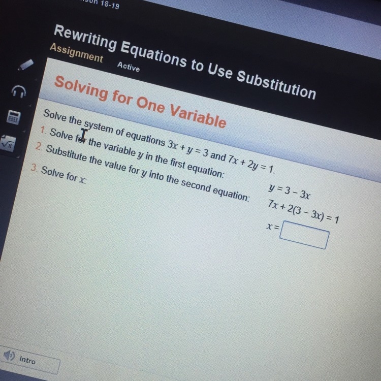 Solve the system of equations then solve for x-example-1