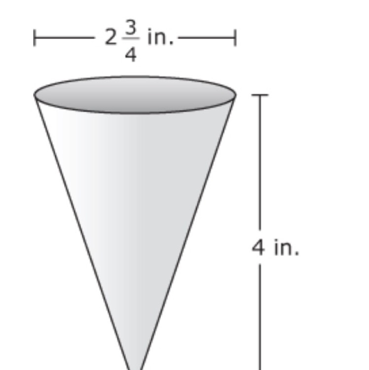 An office uses paper drinking cups in the shape of a cone, with dimensions as shown-example-1