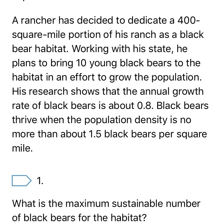 What is the maximum sustainable number of black bears for the habitat?-example-1