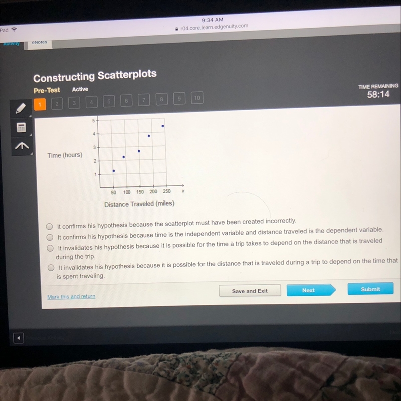 Willis has noticed that when time has been one of the variables analyzed by a scatterplot-example-1