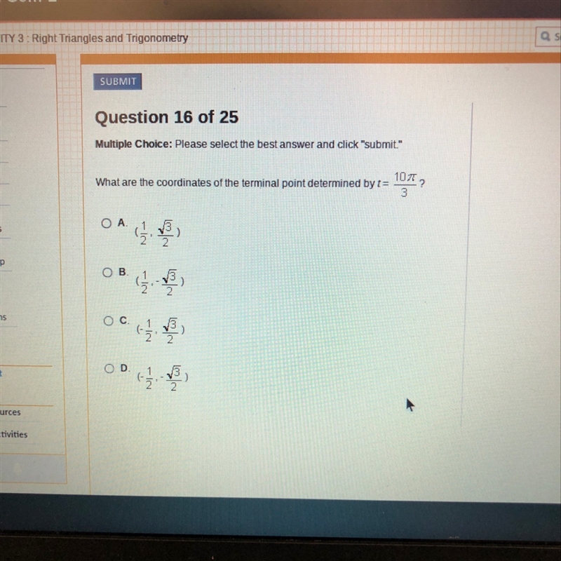 What are the coordinates of the terminal point determined by t=10pi/3-example-1