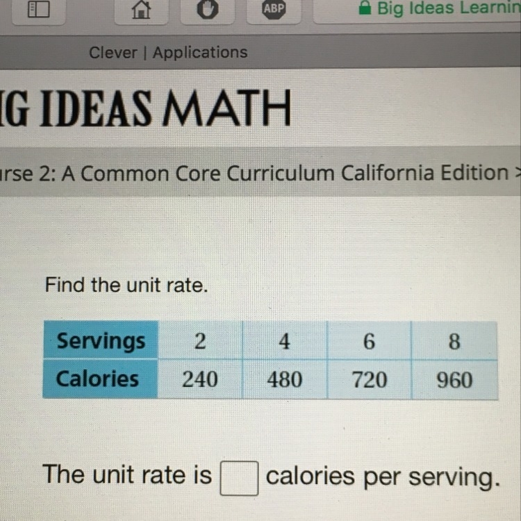 What the unit rate for 2 servings for 240 calories-example-1