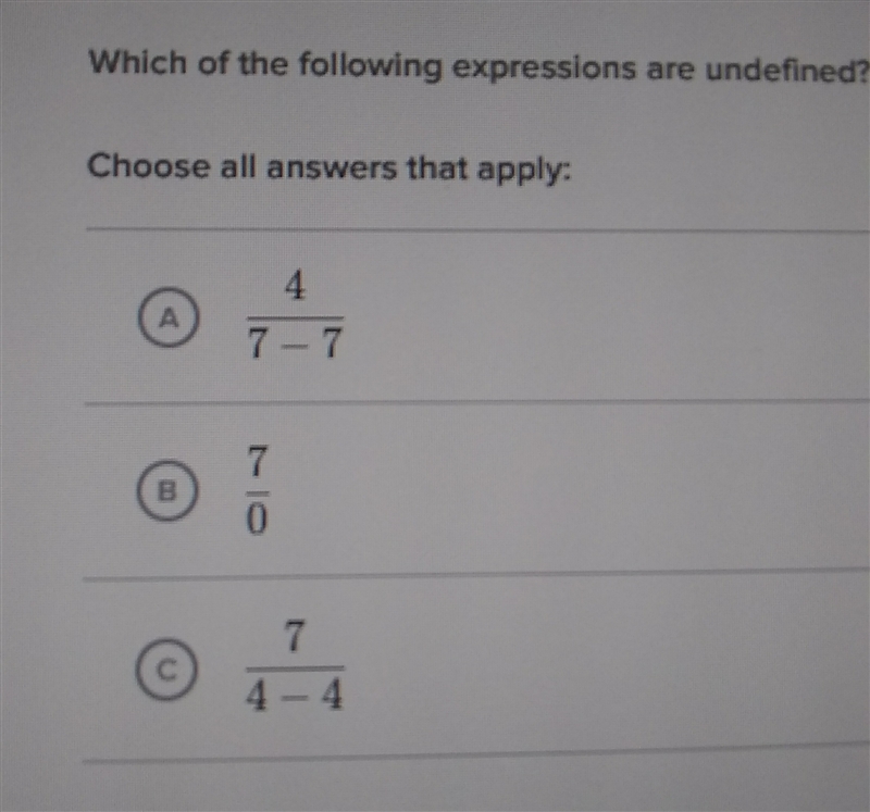 Which of the following expressions are undefined-example-1