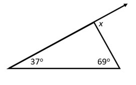 23pts NEED HELPP RIGHT AWAY Study the diagram. Calculate x. x = degrees-example-1