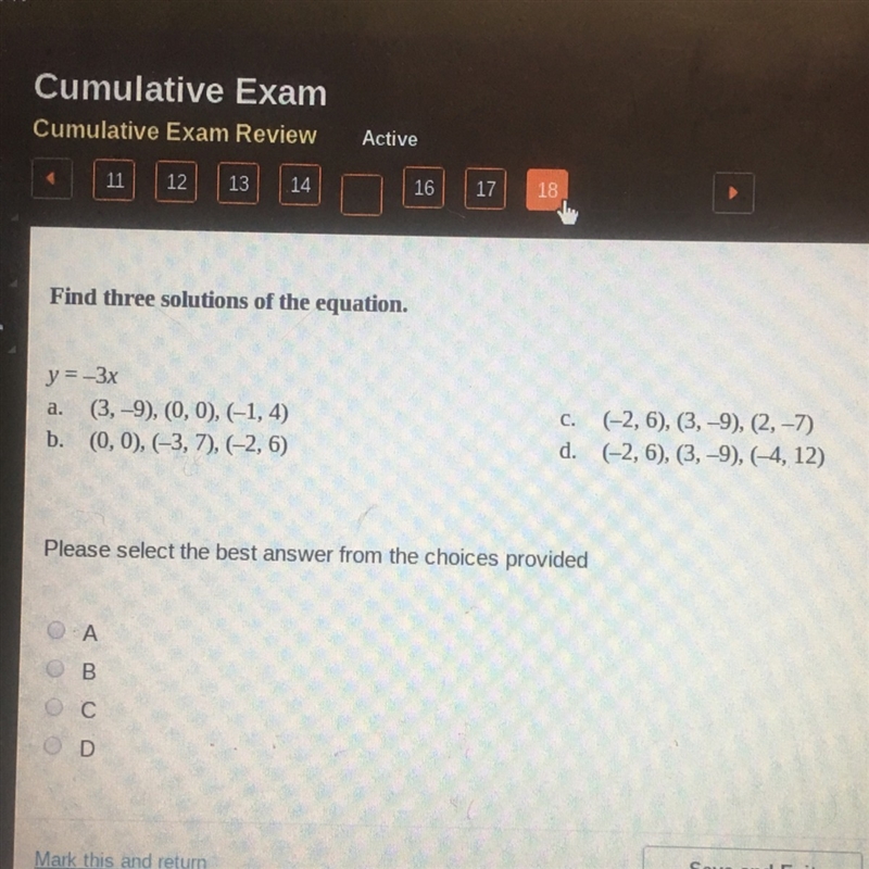 Find three solutions of the equation y=-3x-example-1