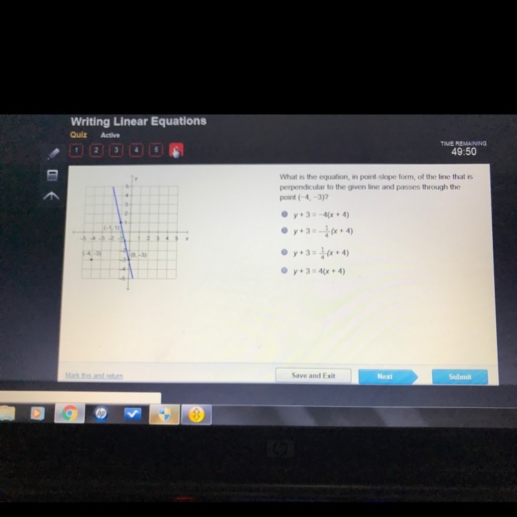 What is the equation in slope intercept form of the line that is perpendicular to-example-1