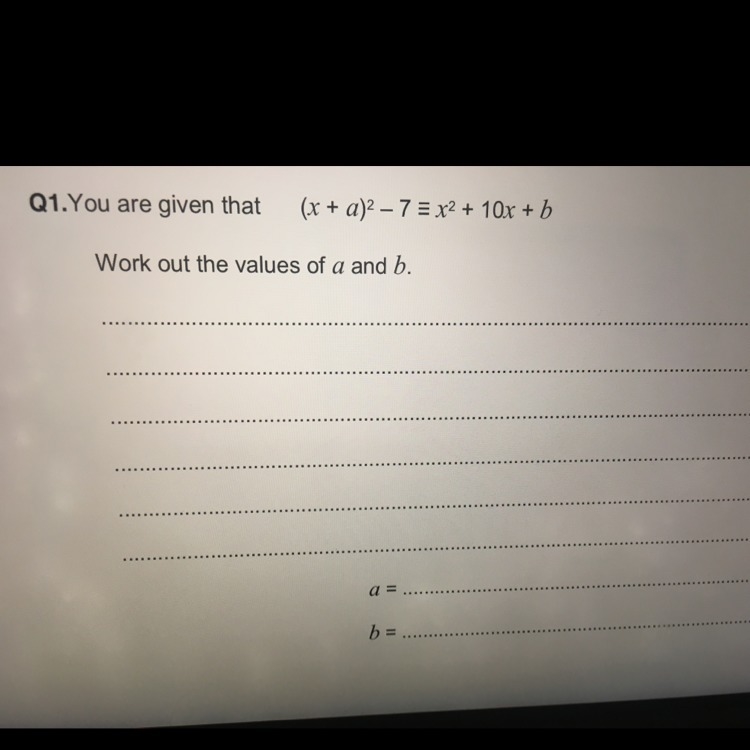 What are the values of a and b??-example-1