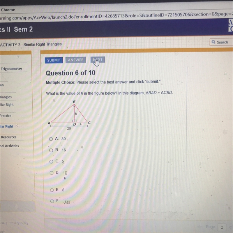 What is the value of h in the figure below ? in this diagram BAD and CBD-example-1