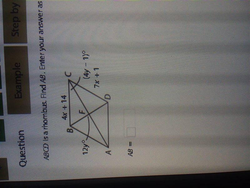 ABCD is a rhombus .find AB.-example-1