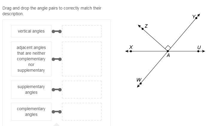 Drag and drop the angle pairs to correctly match their description.-example-1